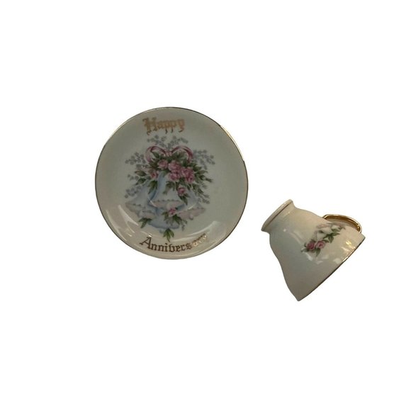 Vintage Norcrest China Happy Anniversary Tea Cup and Saucer - Picture 9 of 9